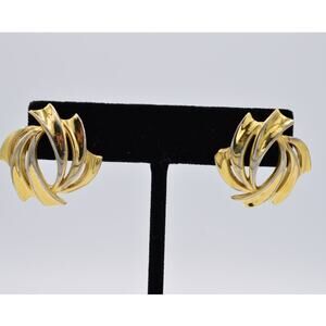 Givenchy Vintage Pierced Statement Earrings Gold Tone Signed 1980s AS IS BinAB